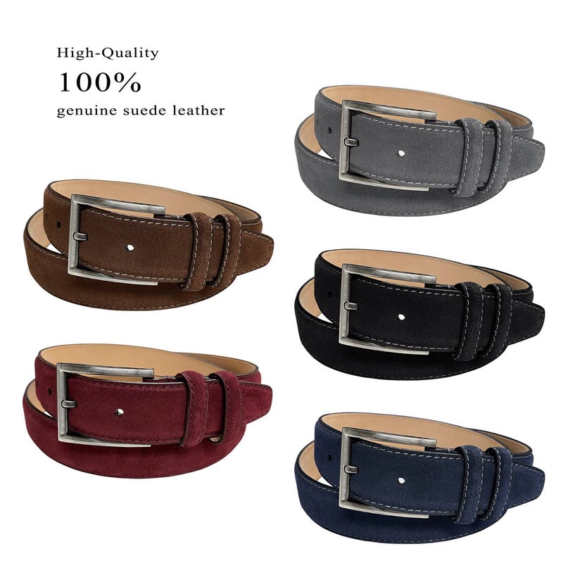 Belts.com 19000 Men's Suede Belt Genuine Leather Casual Dress Belt 1-3/8"(35mm) Wide (Gray, 32) - Image 3